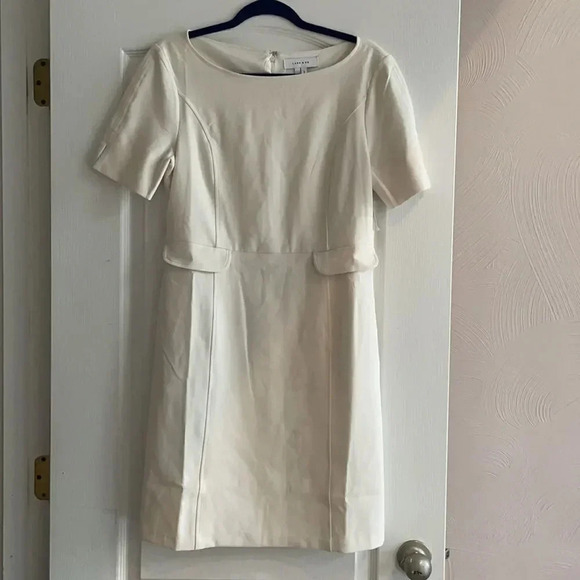 Lark & Ro short sleeved midi dress, cream. NWT! Size 12 - Picture 11 of 12